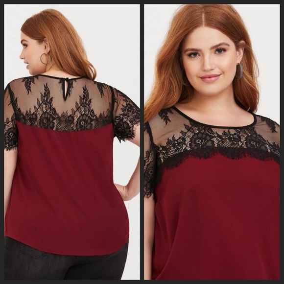 Satin with Lace Trim Blouse 3X NWT OBO - Picture 2 of 5